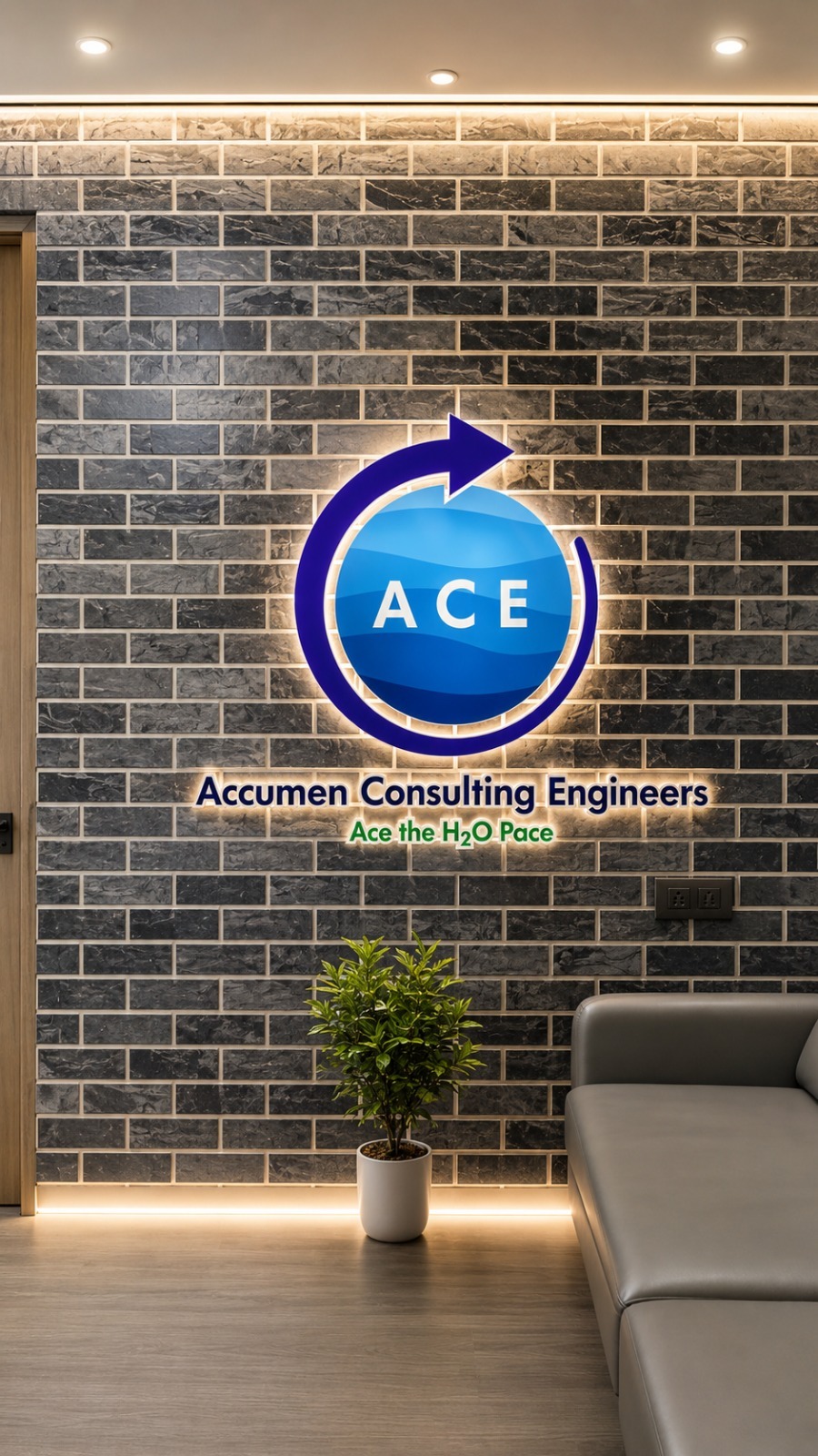 ACE logo on brick wall